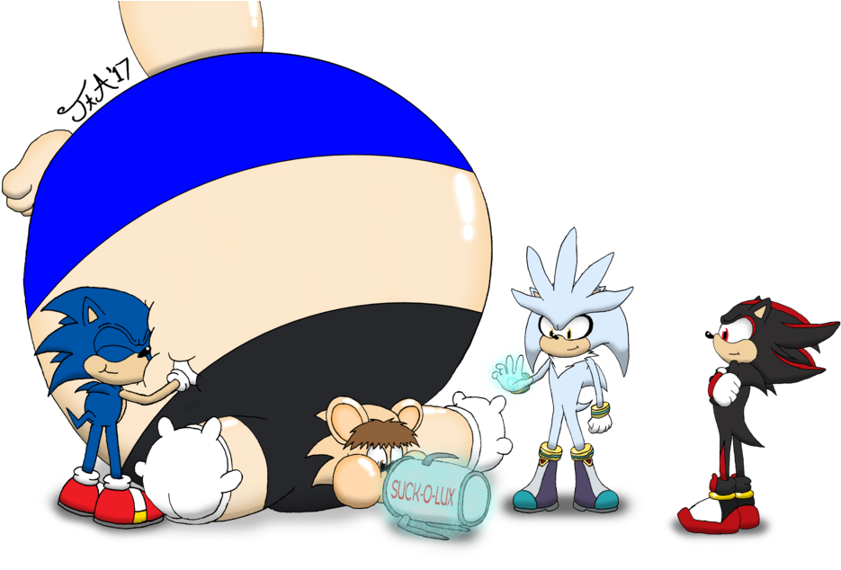 Sonic, Silver And Shadow Inflates Poor Stephen By Tofertheakita - Shadow (1024x707)