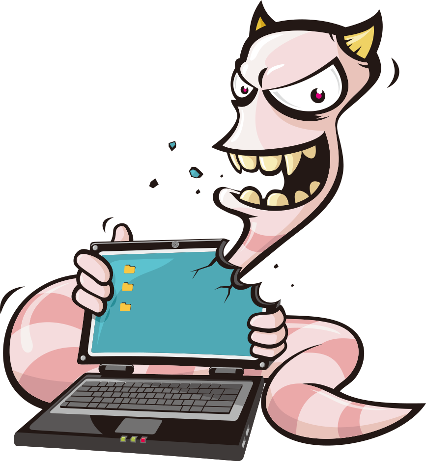 Computer Worm Cartoon Clip Art - Computer Worms Png (867x939)