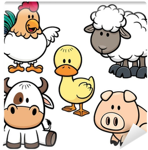 Vector Illustration Of Cartoon Animals Farm Set Wall - Caricatura Animales De La Granja (400x400)