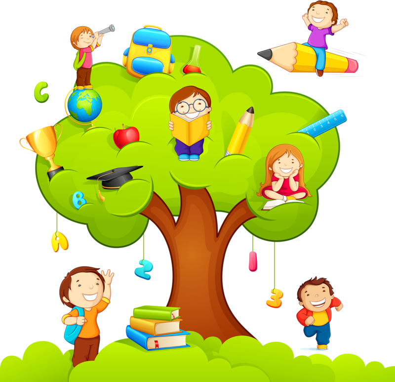 Niños Estudiando En Árbol Vector De Stock © Stockshoppe - Mtg International Mathematics Olympiad (imo) Work Book (800x773)