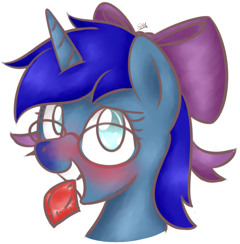 Sugar Morning, Blushing, Bow, Bust, Commission, Condom, - Filename (1024x1024)