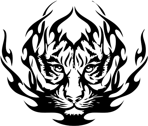 Tiger Eyes Clip Art - Tribal Tiger Face Tattoos (500x426)