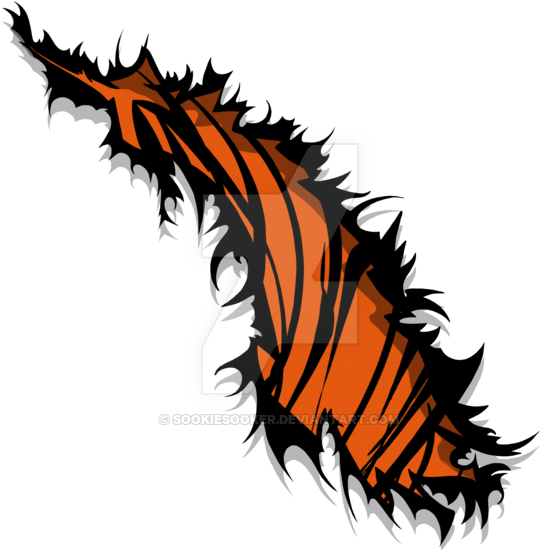 Tiger Stripe Rip Tear Orange Design By Sookiesooker - Tiger Claws Ripping (600x600)
