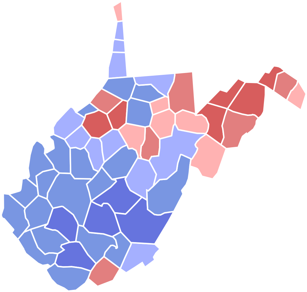 West Virginia Governor Election Results By County, - West Virginia Senate Race (1200x1142)