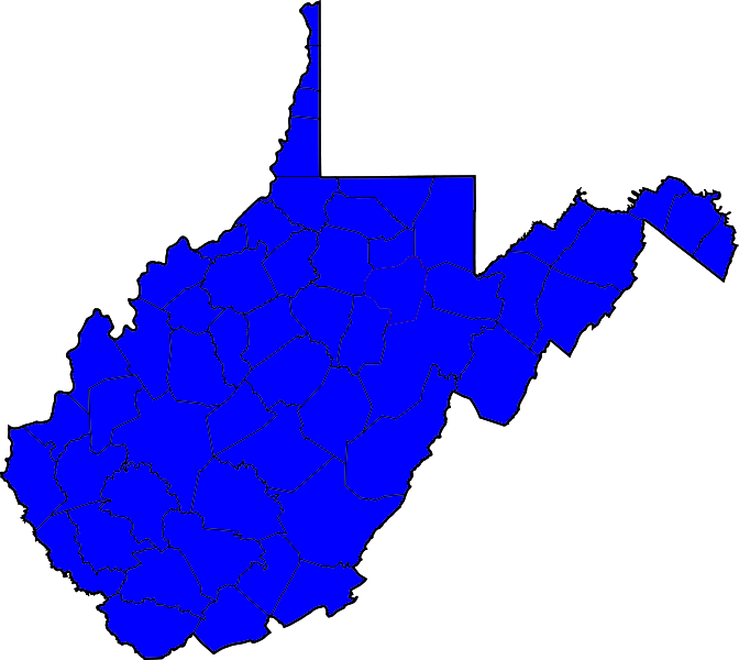 West Virginia D Sweep - West Virginia State Senate Map (672x600)