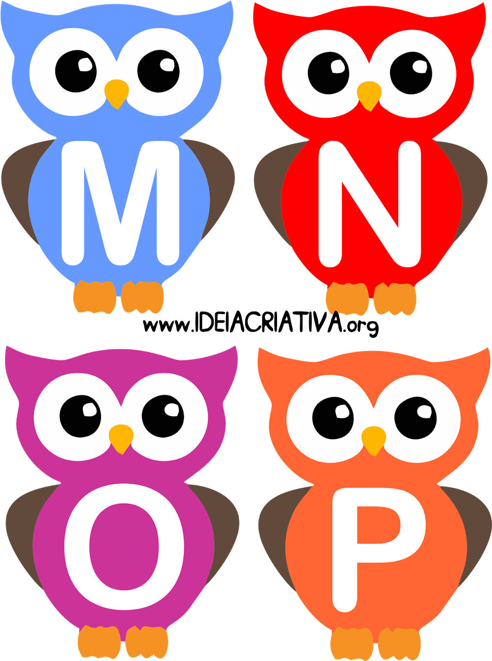 Alfabeto Letra Bastão Corujinhas - Alfabeto Corujinha Ideia Criativa (1132x1600)