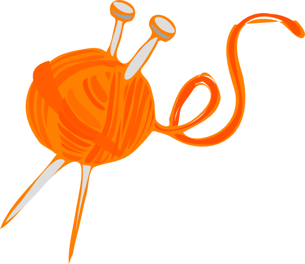 Orange Yarn Clip Art - Heart Knitting Throw Blanket (600x520)