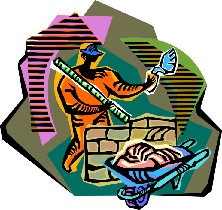 Vector Illustration Of Construction Industry Bricklayer - Vector Illustration Of Construction Industry Bricklayer (739x700)
