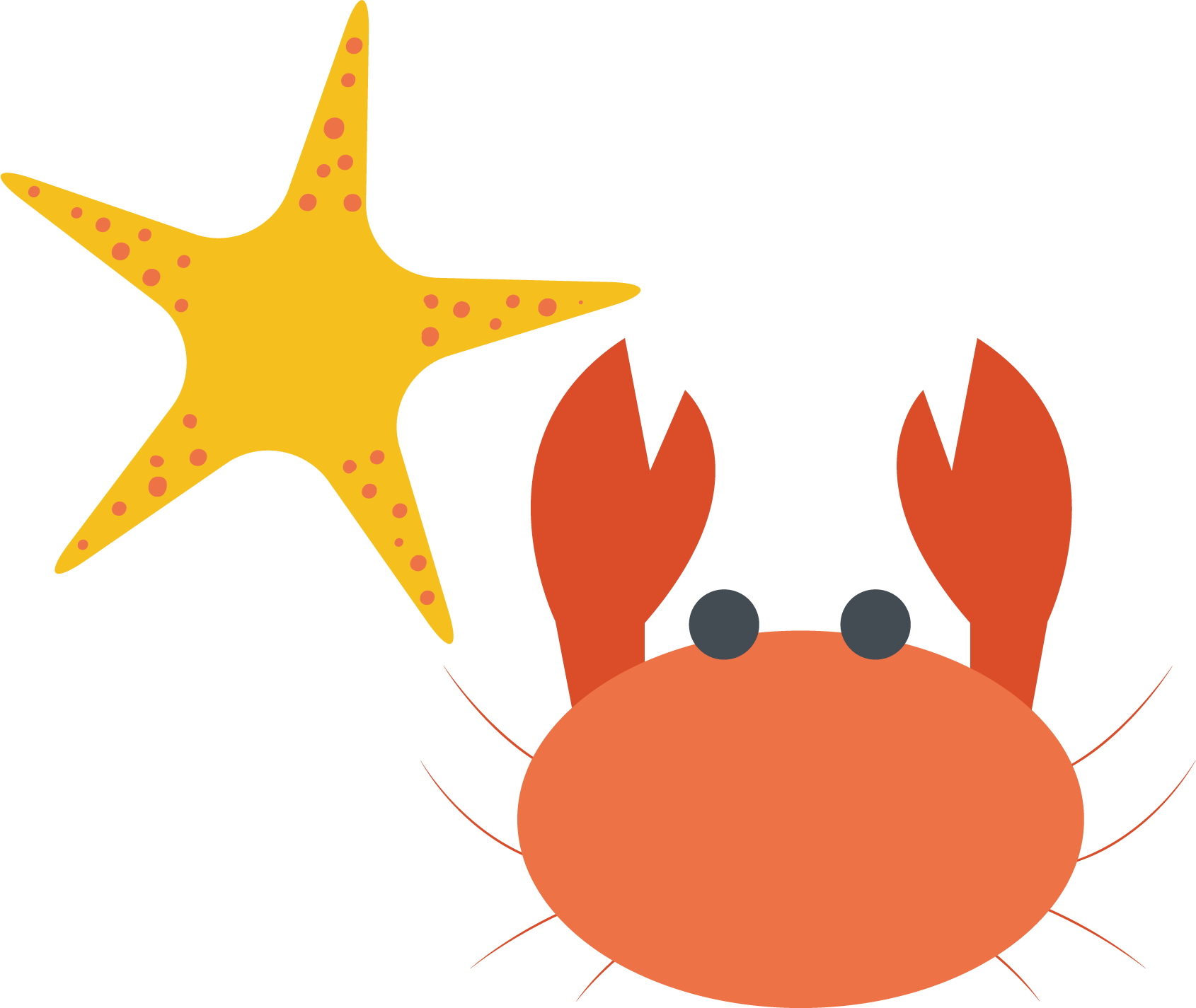 Crab Starfish Png Vector Material 1690*1425 Transprent - Crab Starfish Png Vector Material 1690*1425 Transprent (1690x1425)
