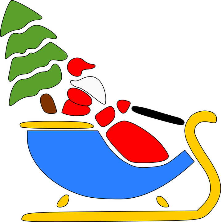 Snowtubing Cliparts 23, Buy Clip Art - Santa Sleigh And Reindeer (717x720)
