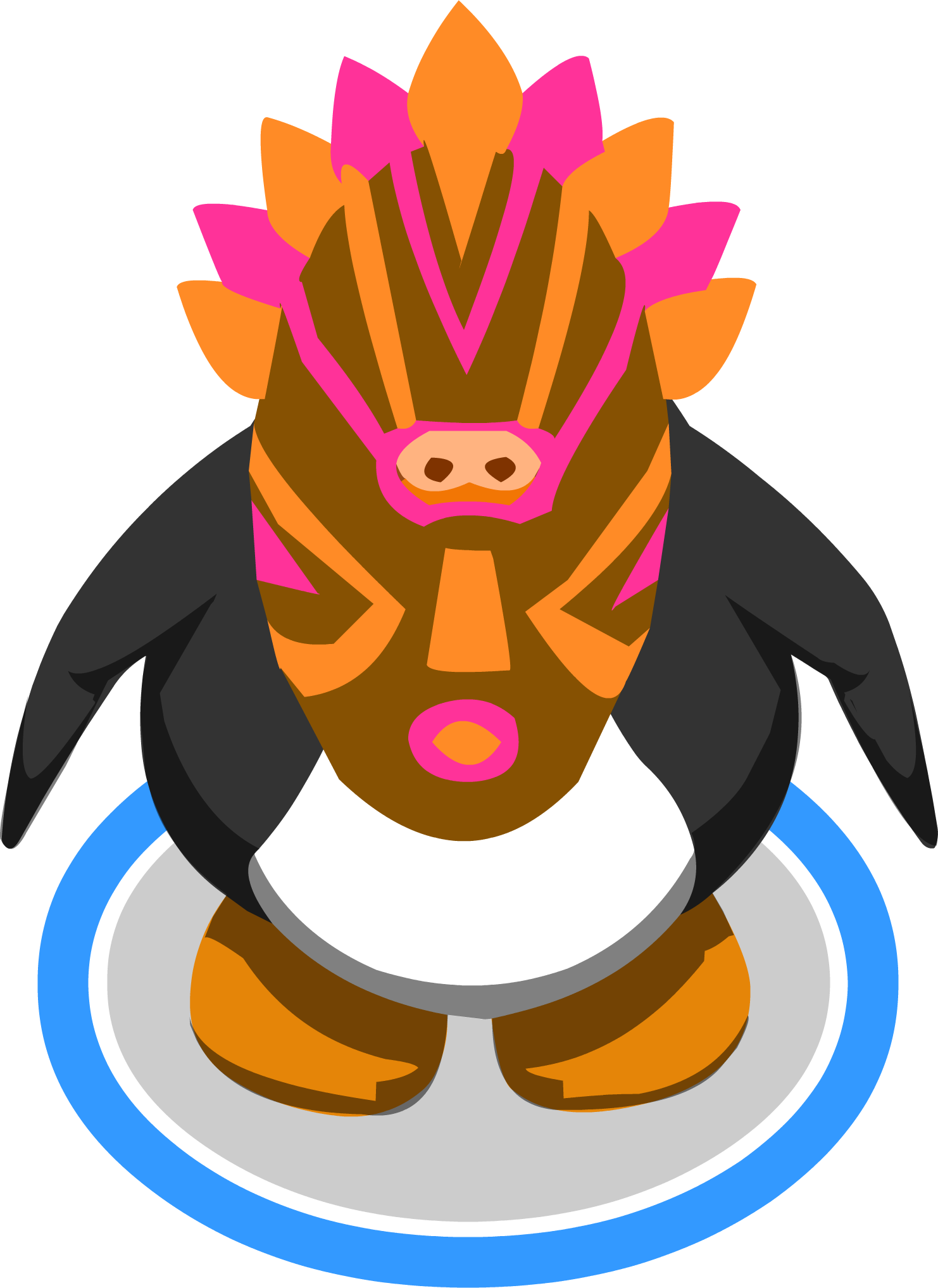 Pink Tiki Mask In Game - Club Penguin 10th Anniversary Hat (1482x2034)