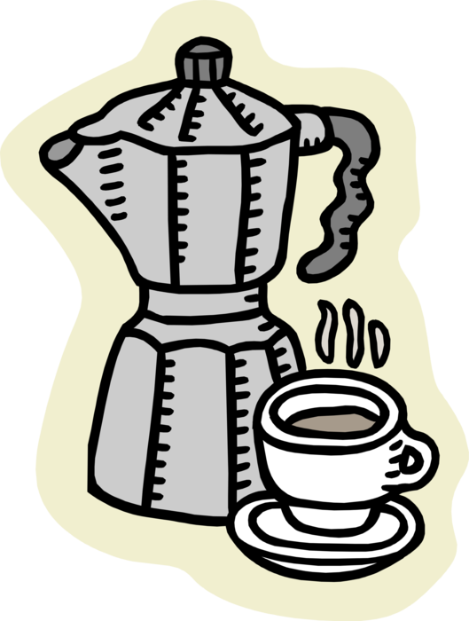 Vector Illustration Of Stove-top Moka Pot Macchinetta - Coffee (529x700)