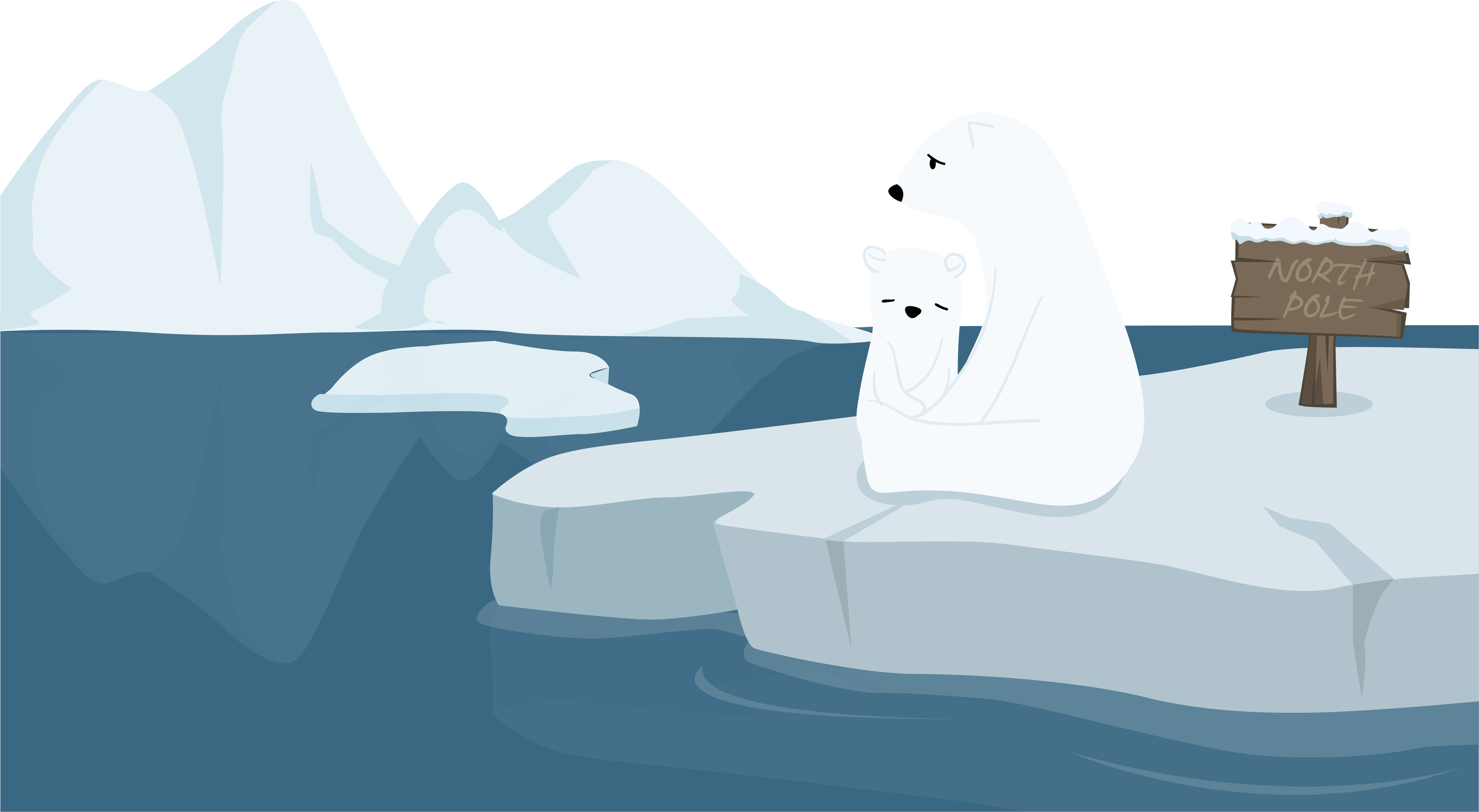 Polar Bear Ice Melting - Polar Bear Cartoon On Ice (5034x2874)