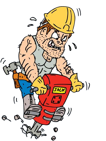Jackhammer Construction Worker Stock Photography Illustration - Construction Worker Jackhammer Drilling Cartoon Card (600x600)