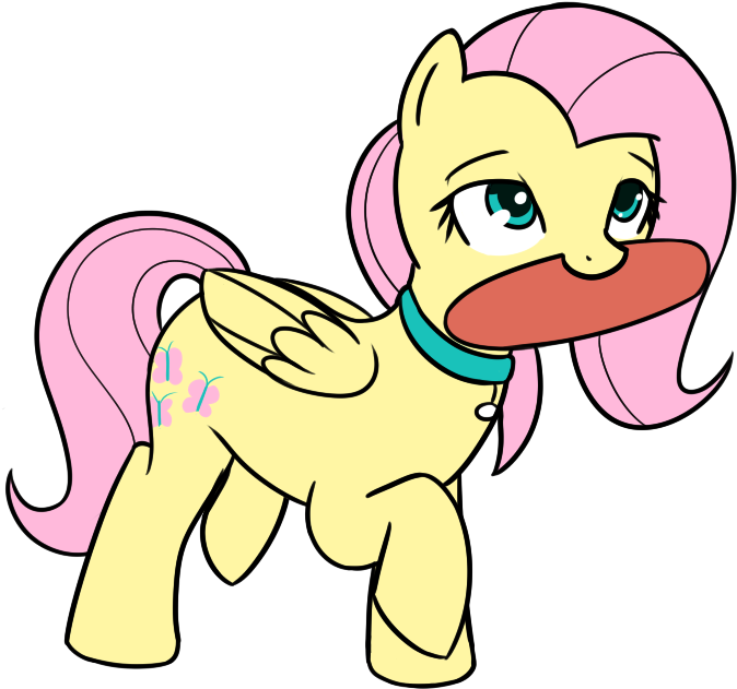 Neuro, Behaving Like A Dog, Collar, Female, Fluttershy, - Cartoon (834x839)