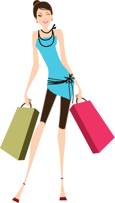 Moda & Damas - Mujer De Compras Caricatura Png (436x769)