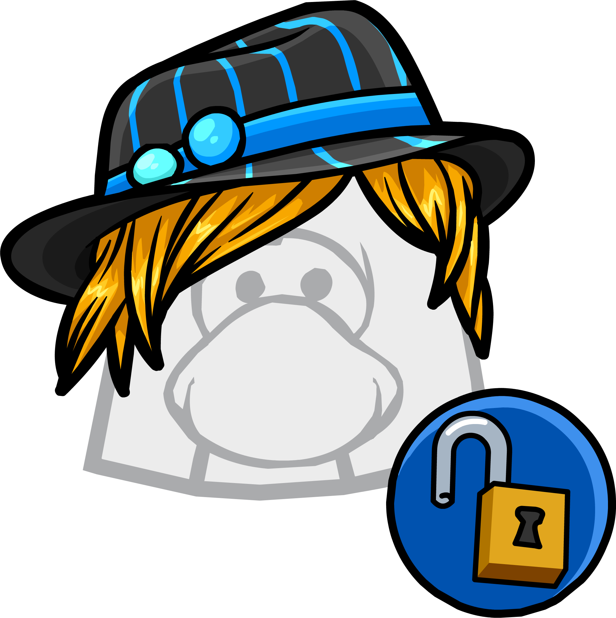 Blue Striped Fedora - Club Penguin The Blue Doggone (2149x2157)