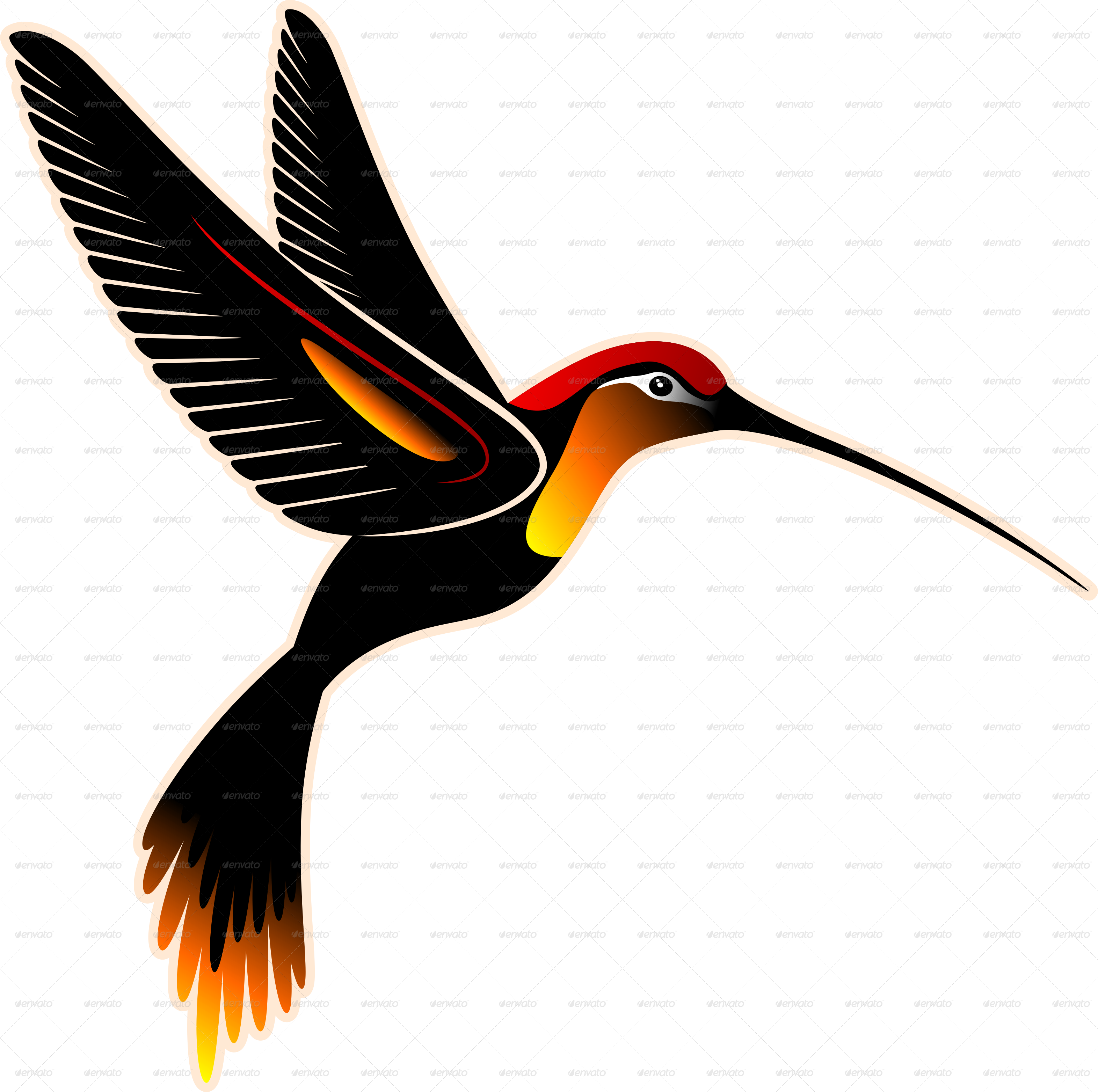 Orange Hummingbird-png - Graffiti (3143x3126)