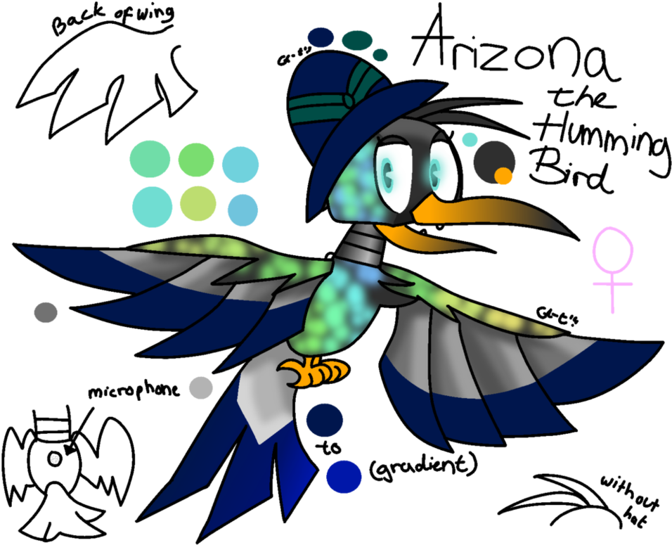 Arizona The Hummingbird By Dizzee-toaster - Fnaf Oc Hummingbird Oc (985x812)