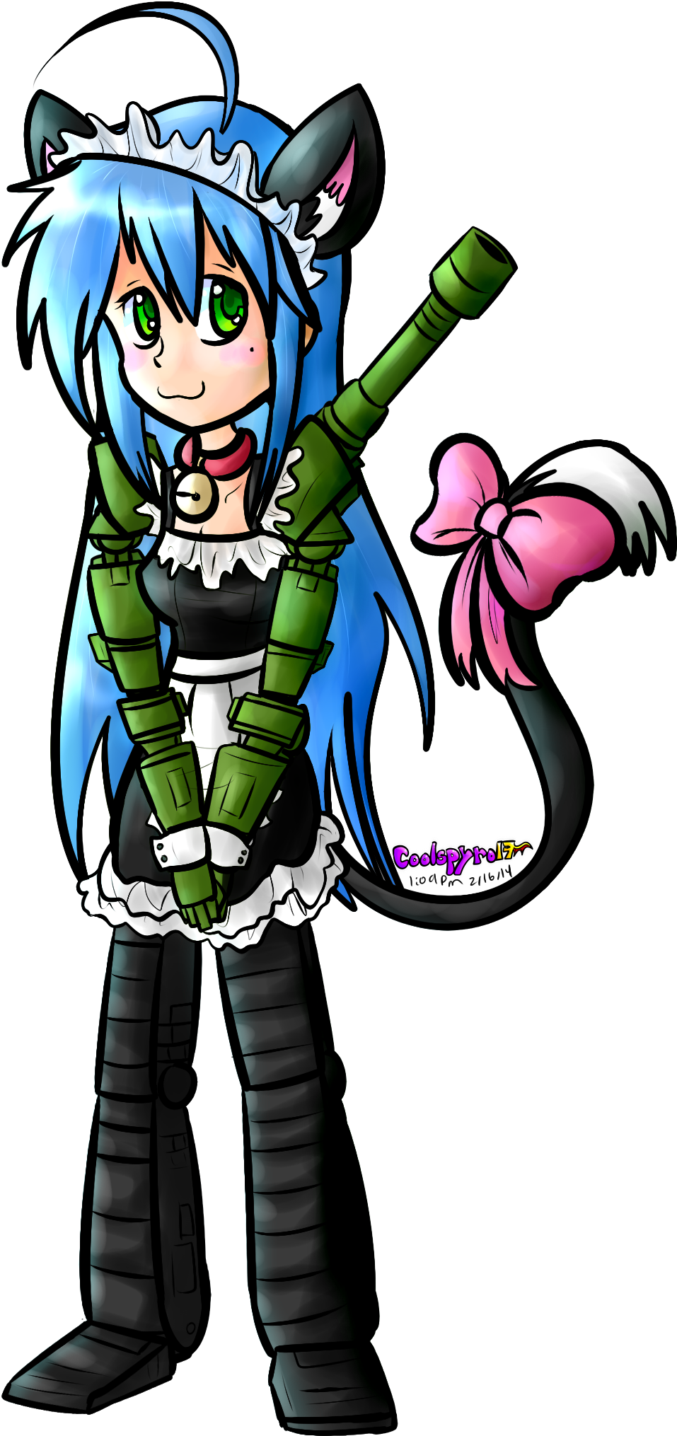 Neko Tank Maid Konata By Skoryx - Cartoon (963x2040)