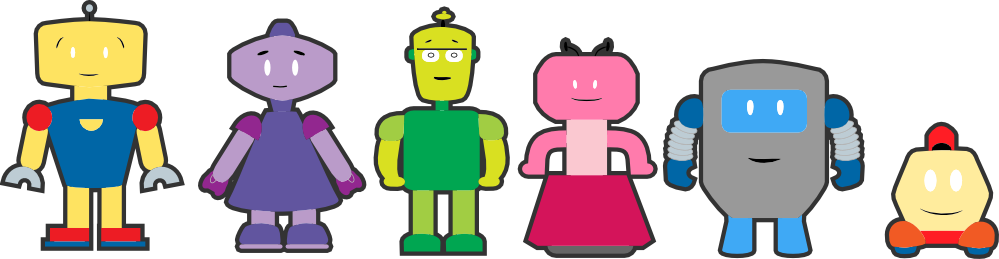 Cute Robots Outlined Art Geometry Scalable Vector Graphics - Cute Robots Png (999x259)