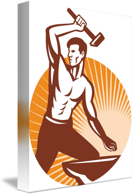 Share On Tumblr - Blacksmith With Hammer Striking Anvi Oval Ornament (444x650)