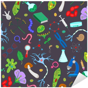 Aufkleber Nahtlose Hintergrund Mit Hand Gezeichneten - Biology (400x400)