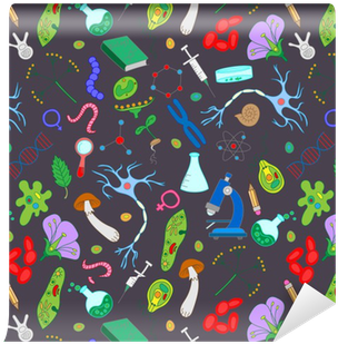 Tapeta Bezešvé Pozadí S Ručně Tažených Ikon Na Téma - Biology (400x400)