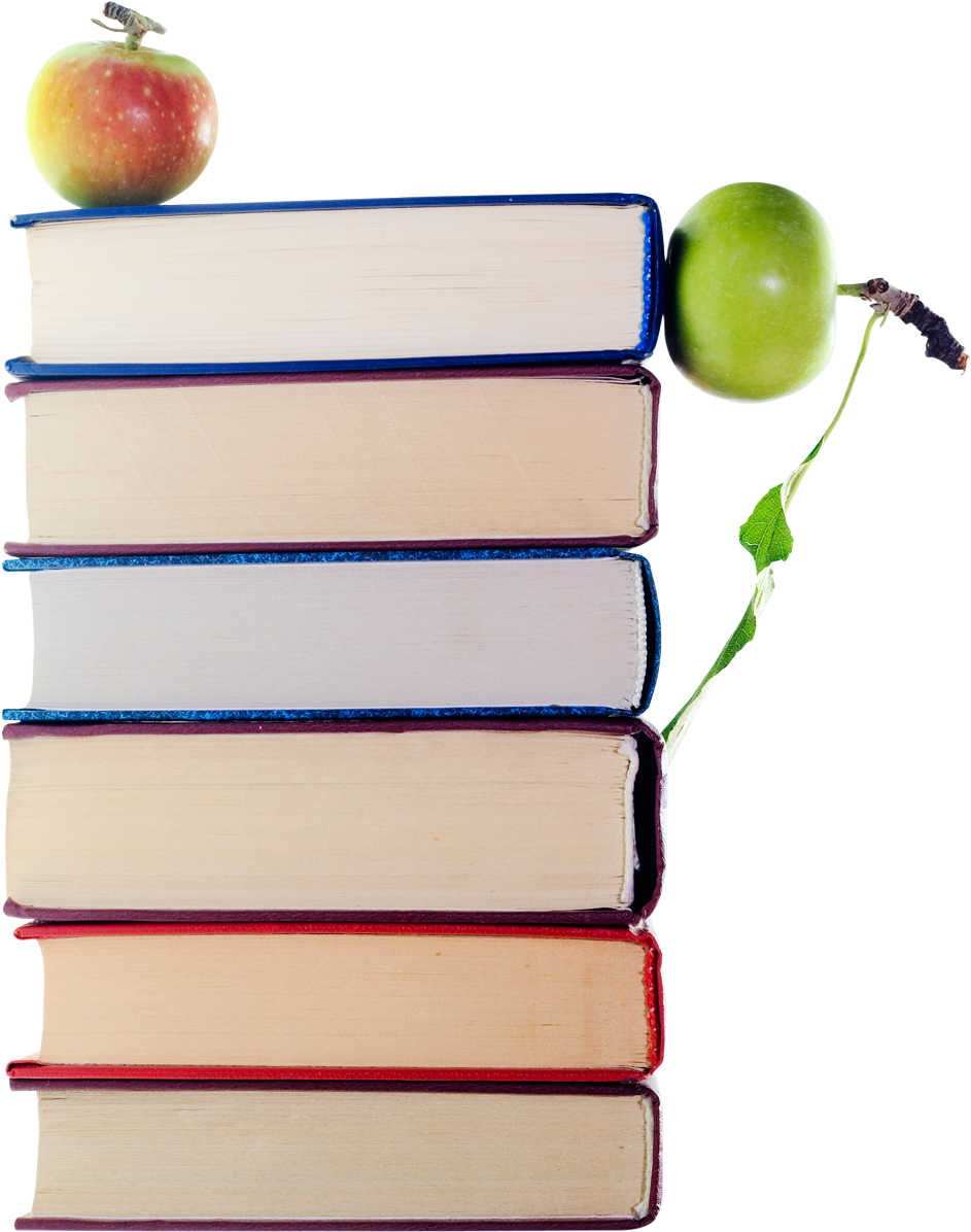 Stack Of Books And Apple Png Image - Portable Network Graphics (1000x1271)