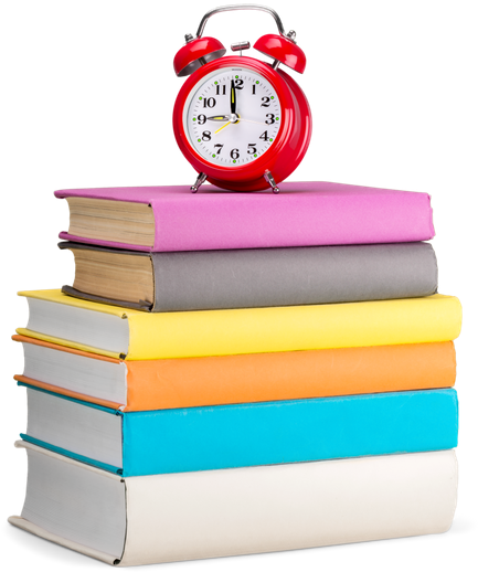 Alarm Clock On Stack Of Books - Alarm Clock (462x550)