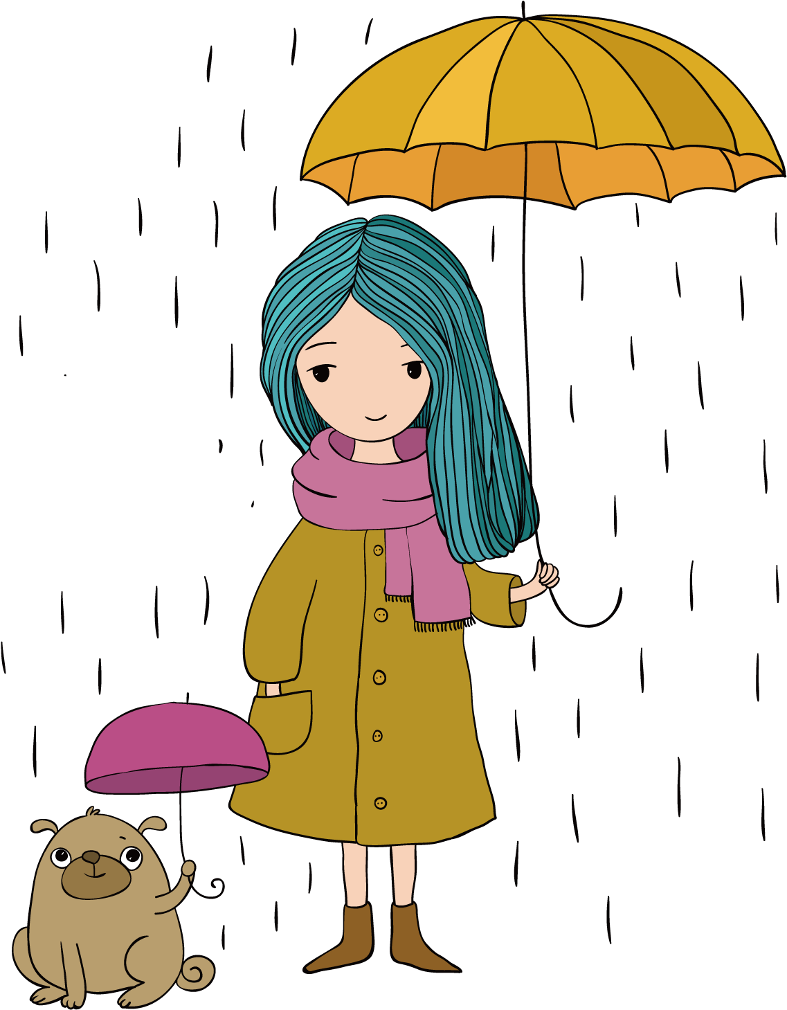 Cartoon Stock Photography Drawing Illustration - Girl Hold An Umbrella (1500x1500)