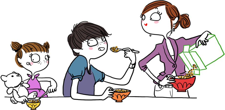 A Drawing Of Two Children - Niños Comiendo Cereal (1024x453)