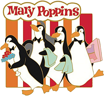 Mary Poppins Clipart - Mary Poppins Penguin Pin (371x335)