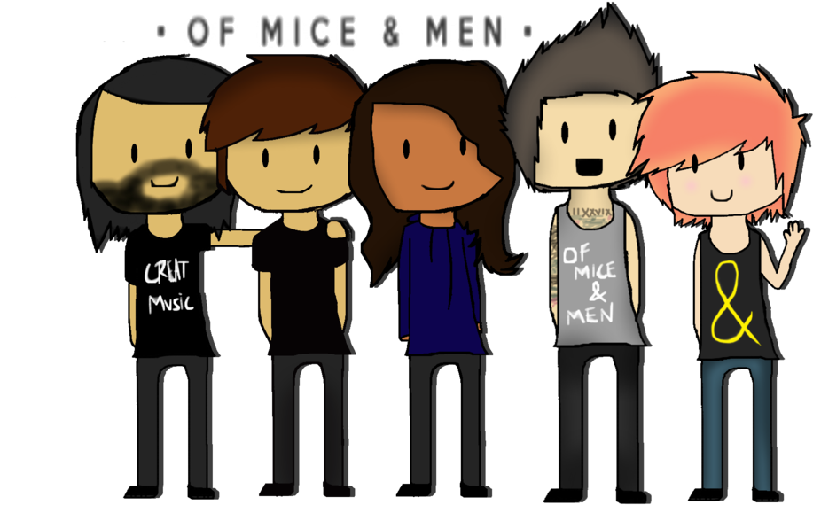 Of Mice And Men By Blackkittyshelby - Mice And Men Band Drawing (1024x576)