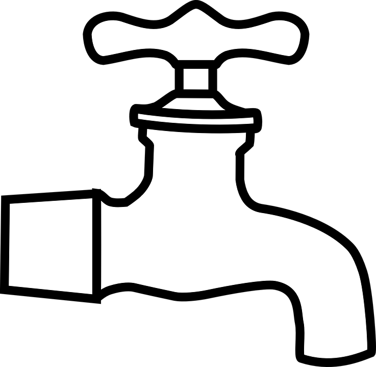 Bathroom Clipart Taps - Tap Image Black And White (737x720)