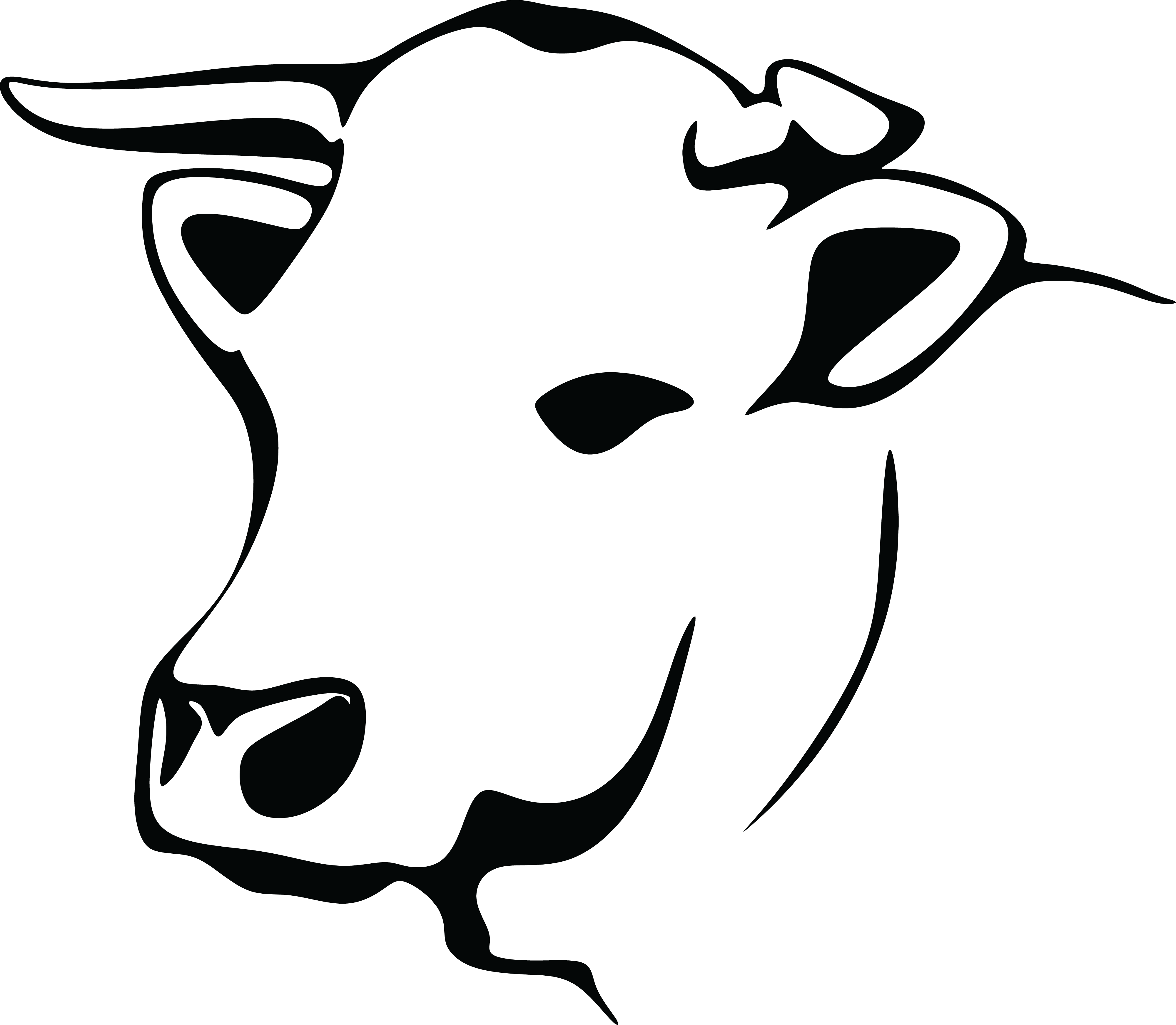Free Clipart Of A Black And White Cow - Cow Image Black And White (4000x3488)