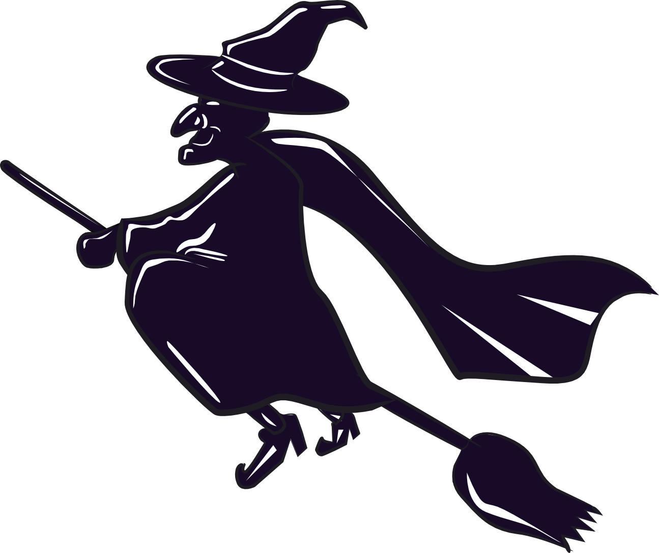 Clipart With Transparent Background Witch - Witch On A Broomstick Clipart (1295x1087)