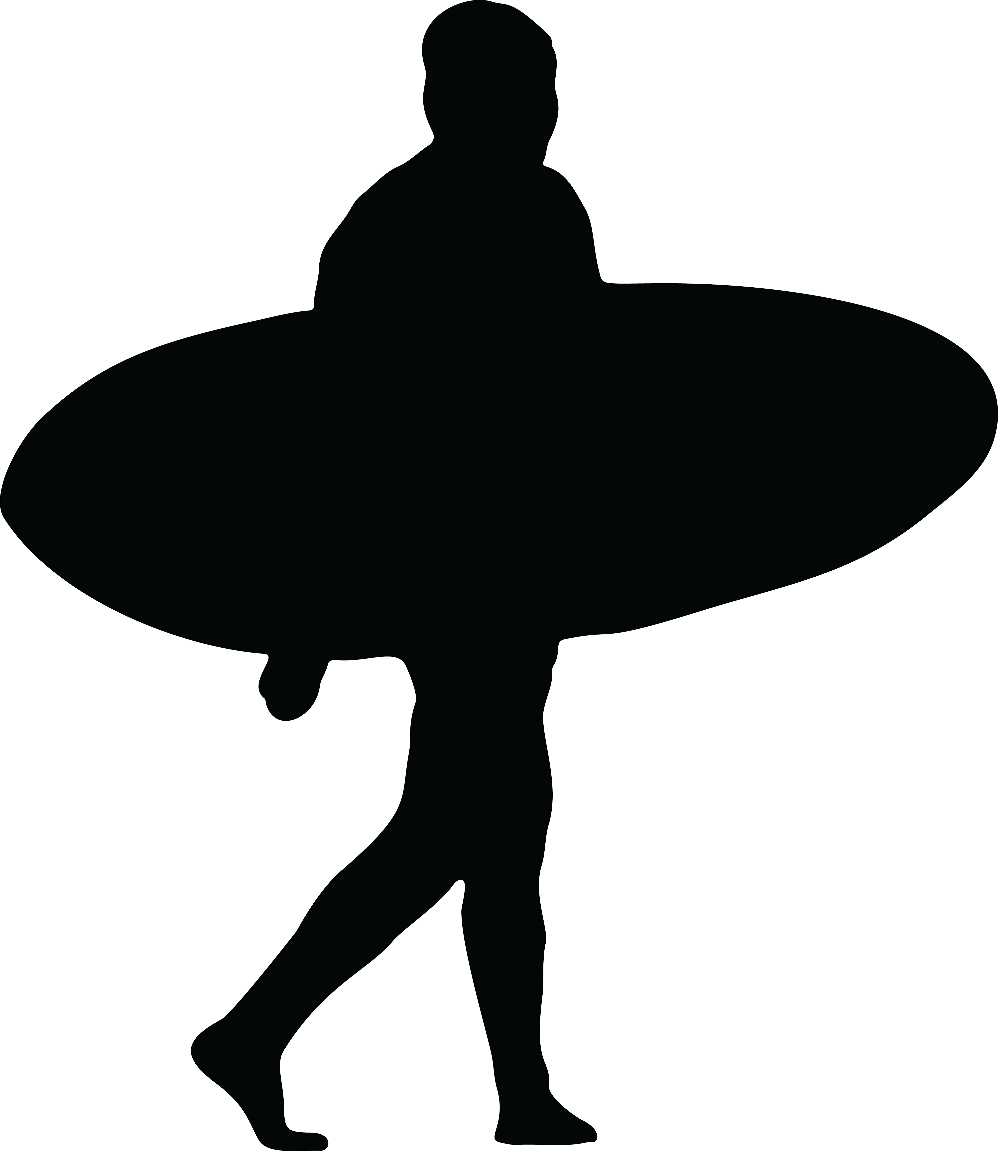 Free Clipart Of A Silhouetted Surfer - Surfer .png (4000x4611)