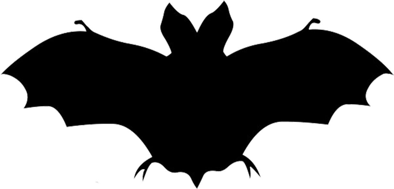 Black And White Elephant Clipart Download - Bat Silhouette Png (1292x681)