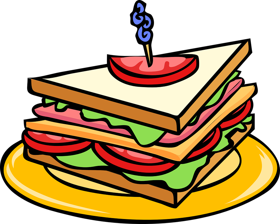 Snack Clipart Free Food - Sandwich Clipart (900x720)