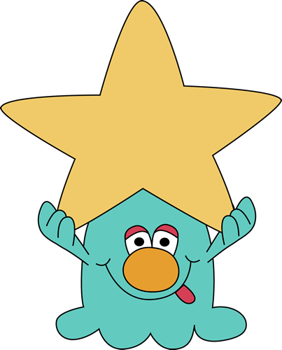 Monster Holding A Big Star Clip Art - My Cute Graphics Monster (403x500)