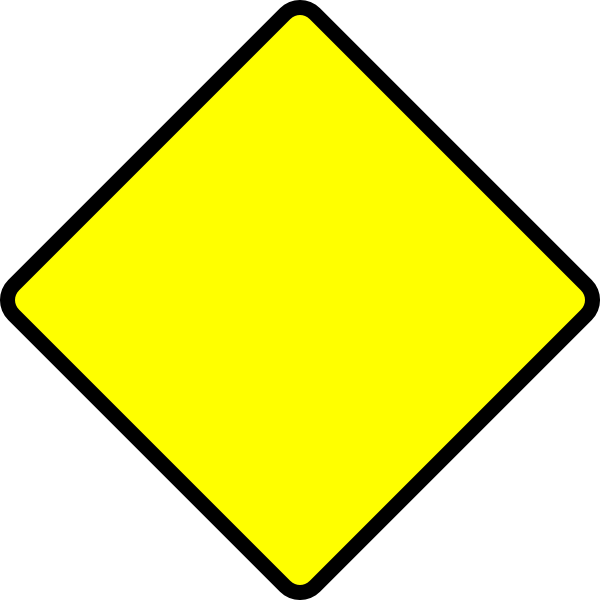 Blank Street Signs - Yellow Diamond Road Sign (600x600)