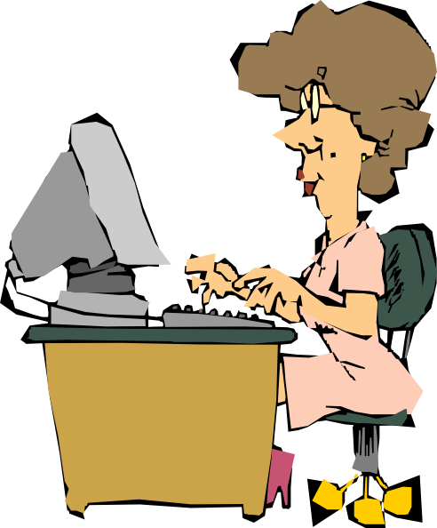 Woman Using A Computer Clip Art Free Vector / 4vector - Computer Clip Art (492x594)