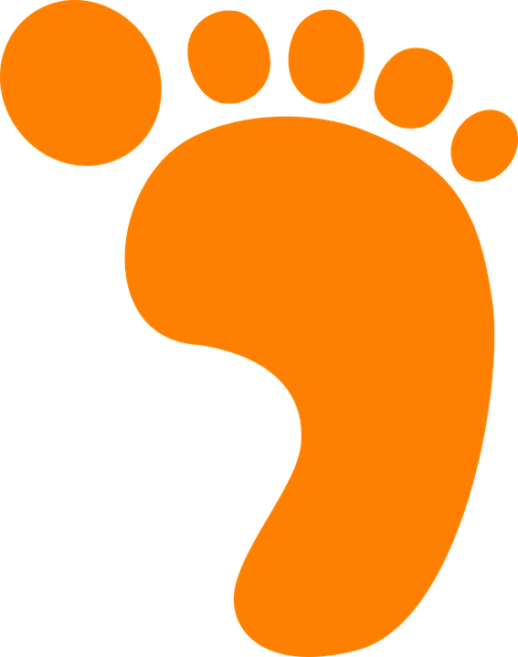 Footprint Clipart Barefoot - Foot Print Orange (567x720)
