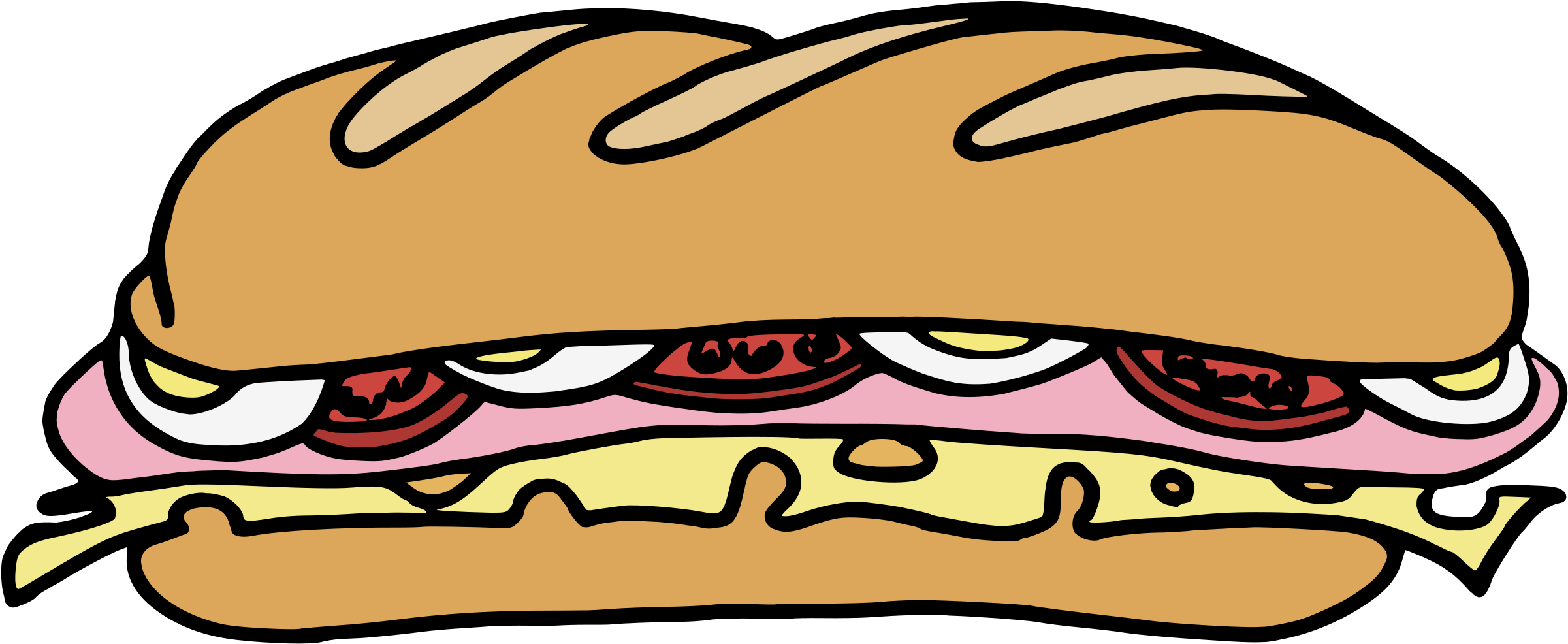 Free Vector Sandwich One Clip Art - Sub Sandwich Clipart (2400x997)