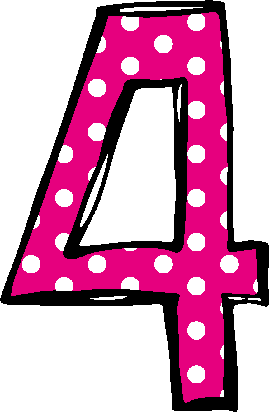 Image For > Number 14 Clipart - Polka Dot Number 4 (923x1436)