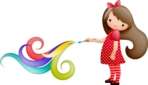 You Color My World Clip Art - Niñas Pintando (500x289)
