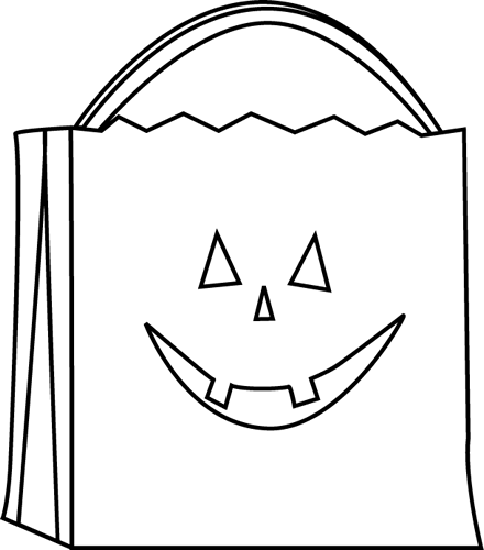 Black And White Trick Or Treat Bag - Trick Or Treat Bag Outline (440x500)