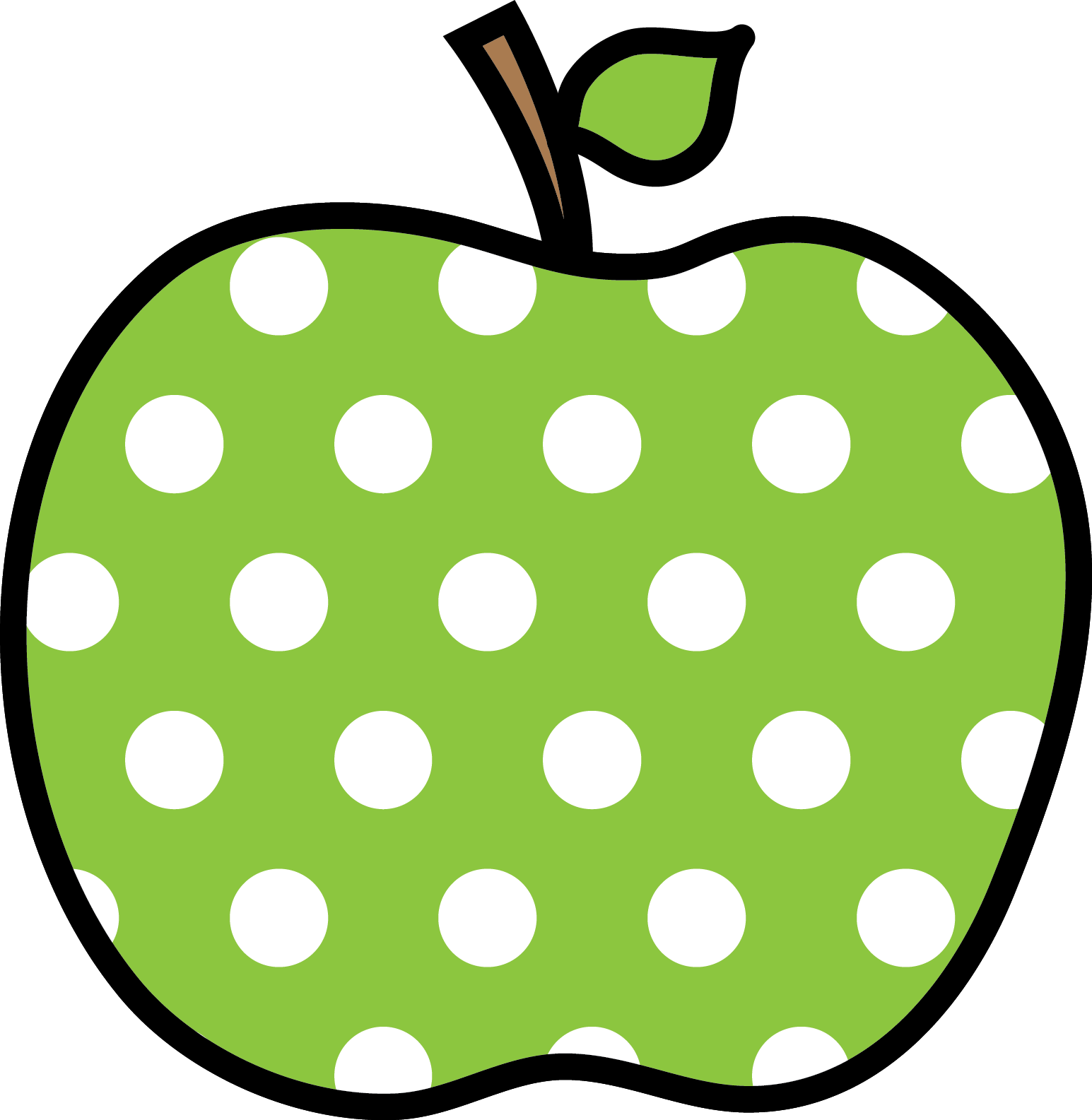 Dots Clipart Transparent Apple - Polka Dot Apple Clipart (1545x1585)