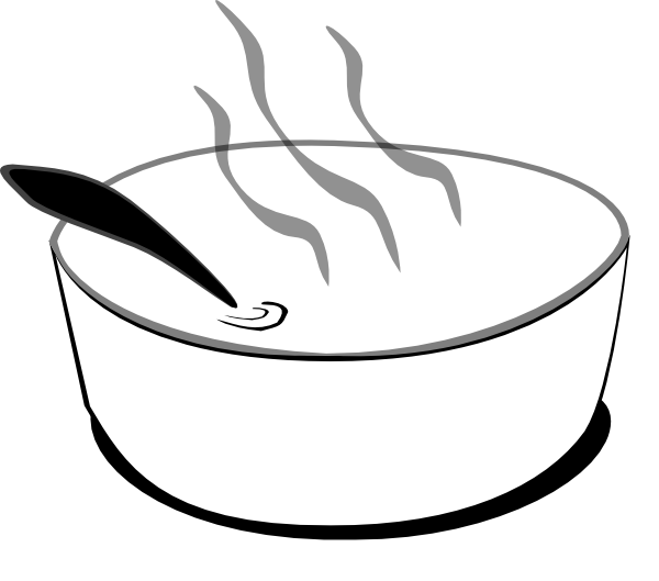 Flying Soup Bowl In Gray Scale - Hot Soup Black And White (600x529)